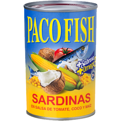 Paco Fish Sardinas en Salsa de Tomate Coco y Maíz 15 oz